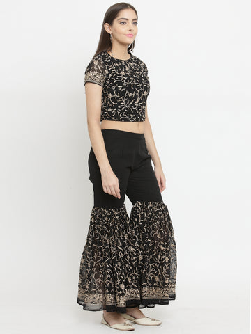 Black Blouse With Parsi Embroidery